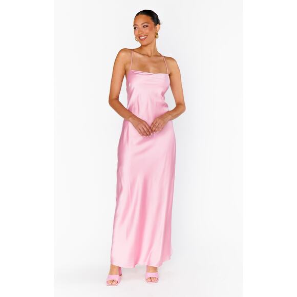 Show Me Your Mumu Dani Slip Dress in Light Pink Luxe Satin XS - Picture 4 of 9